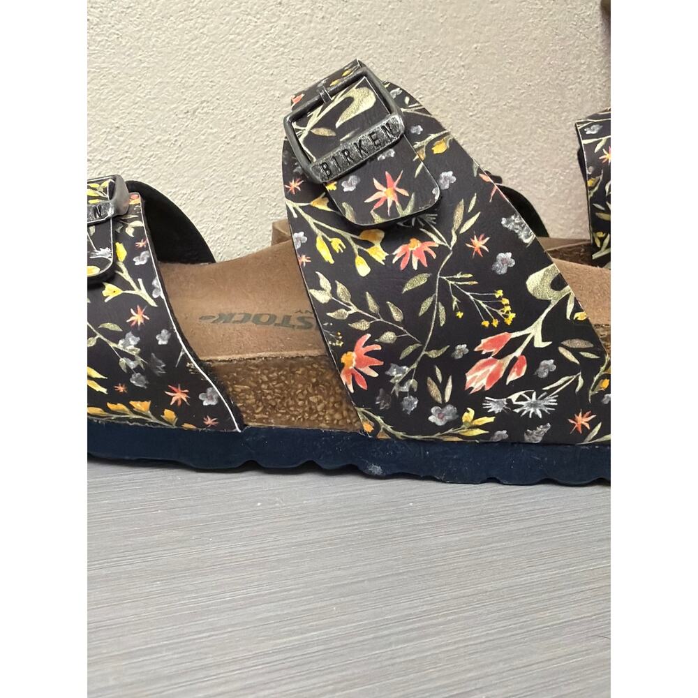 Birkenstock Vegan Sydney Sandals Slides Birko Flor Watercolor Flower Navy Sz 38 - Picture 8 of 8